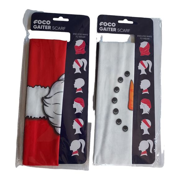 Santa Snowman Holiday Christmas Face Covering Gaiter Mask SET (2) NWT - Picture 7 of 8